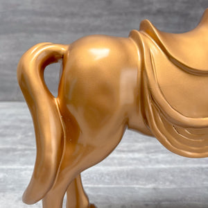 Golden Horse with Saddle Sculpture - Home Artisan