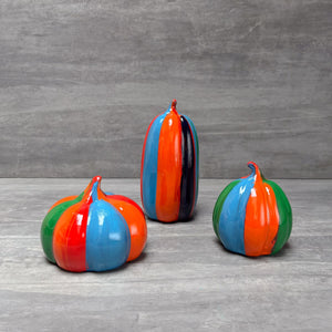 Striped Multicolor Pumpkin Decor Set of 3 - Home Artisan