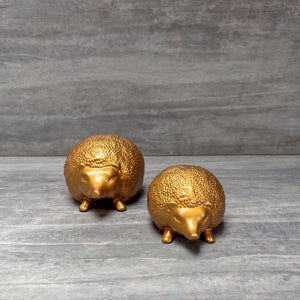 Golden Hedgehog Sculptures – Set of 2 - Home Artisan