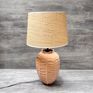 Terracotta Leaf Motif Ceramic Table Lamp (Large) - Home Artisan