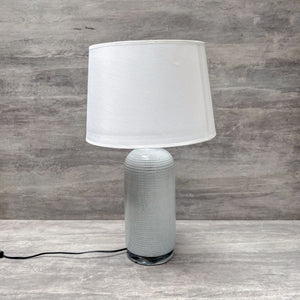 Tall Grey Cylinder Ceramic Table Lamp - Home Artisan