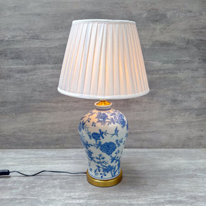 Blue Floral Ceramic Table Lamp - Home Artisan