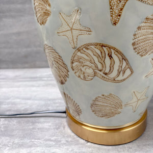 Coastal Shell Motif Ceramic Table Lamp - Home Artisan