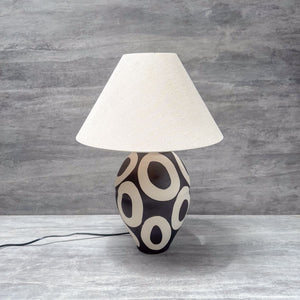 Bold Monochrome Oval Pattern Ceramic Table Lamp - Home Artisan