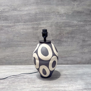 Bold Monochrome Oval Pattern Ceramic Table Lamp - Home Artisan