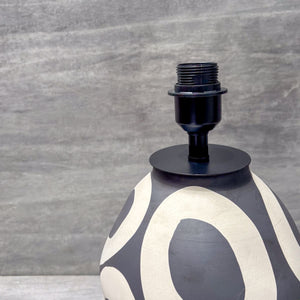 Bold Monochrome Oval Pattern Ceramic Table Lamp - Home Artisan