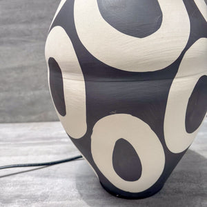 Bold Monochrome Oval Pattern Ceramic Table Lamp - Home Artisan