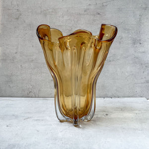 Cadyn Amber Opulent Glass Vase (Large) - Home Artisan