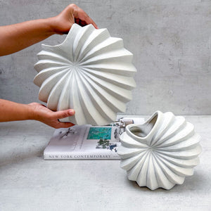 Nerida Shell White Ceramic Vase (Large) - Home Artisan
