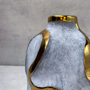 Wexford Grrey and Gold Ceramic Vase - Home Artisan