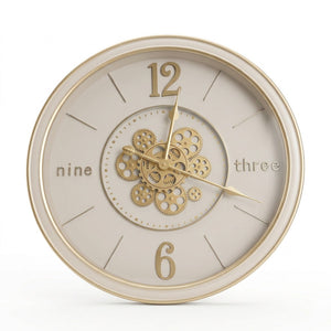Aurelia Ivory & Gold Metal Wall Clock - Home Artisan
