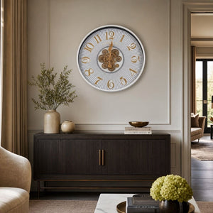 Kensington White & Gold Metal Wall Clock (23 inches)