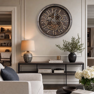 Archer Gunmetal Bronze Industrial Gear Metal Wall Clock (28 inches)