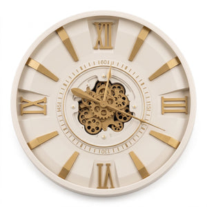 Elara Ivory & Gold Metal Wall Clock - Home Artisan