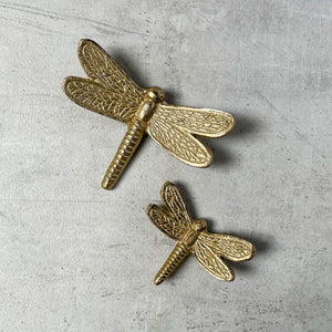 Seraphine Metal Dragonfly Wall Sculpture (Gold) - Set of 2 - Home Artisan