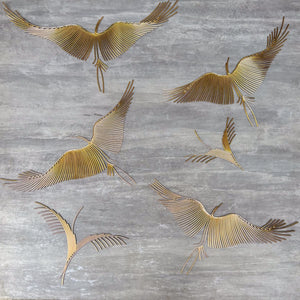 Graceful Flying Cranes Metal Wall Sculpture (Set of 6) - Home Artisan