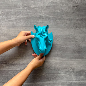 Aqua Horse Wall Head Sculpture - Home Artisan