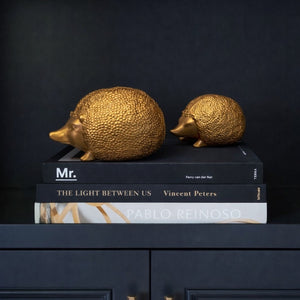 Golden Hedgehog Sculptures – Set of 2