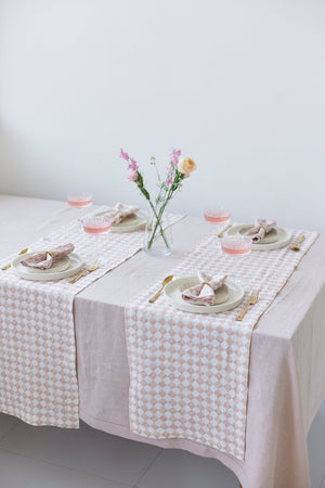 Soft Pink Linen Table Cover (4 seater) by Sanctuary Living - Home Artisan