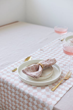 Soft Pink Linen Table Cover (8 seater) by Sanctuary Living - Home Artisan