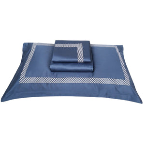 Waffle Moonlight Blue Cotton Sateen Bed Sheet by Veda Homes - Home Artisan