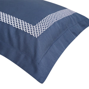 Waffle Moonlight Blue Cotton Sateen Bed Sheet by Veda Homes - Home Artisan