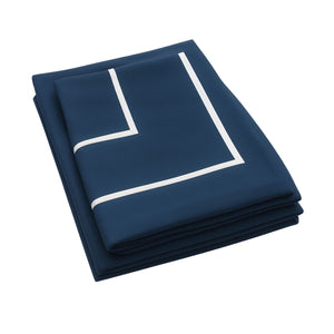 Classic Moonlight Blue Cotton Sateen Bed Sheet by Veda Homes - Home Artisan