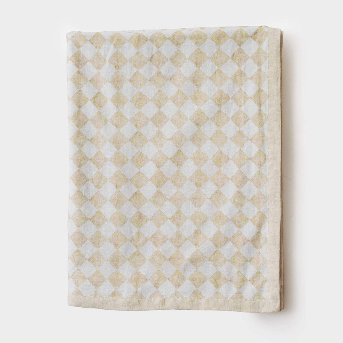 Checker Beige Linen Bedspread by Sanctuary Living - Home Artisan