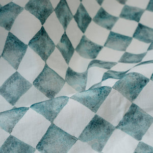 Checker Blue Linen Bedspread by Sanctuary Living - Home Artisan