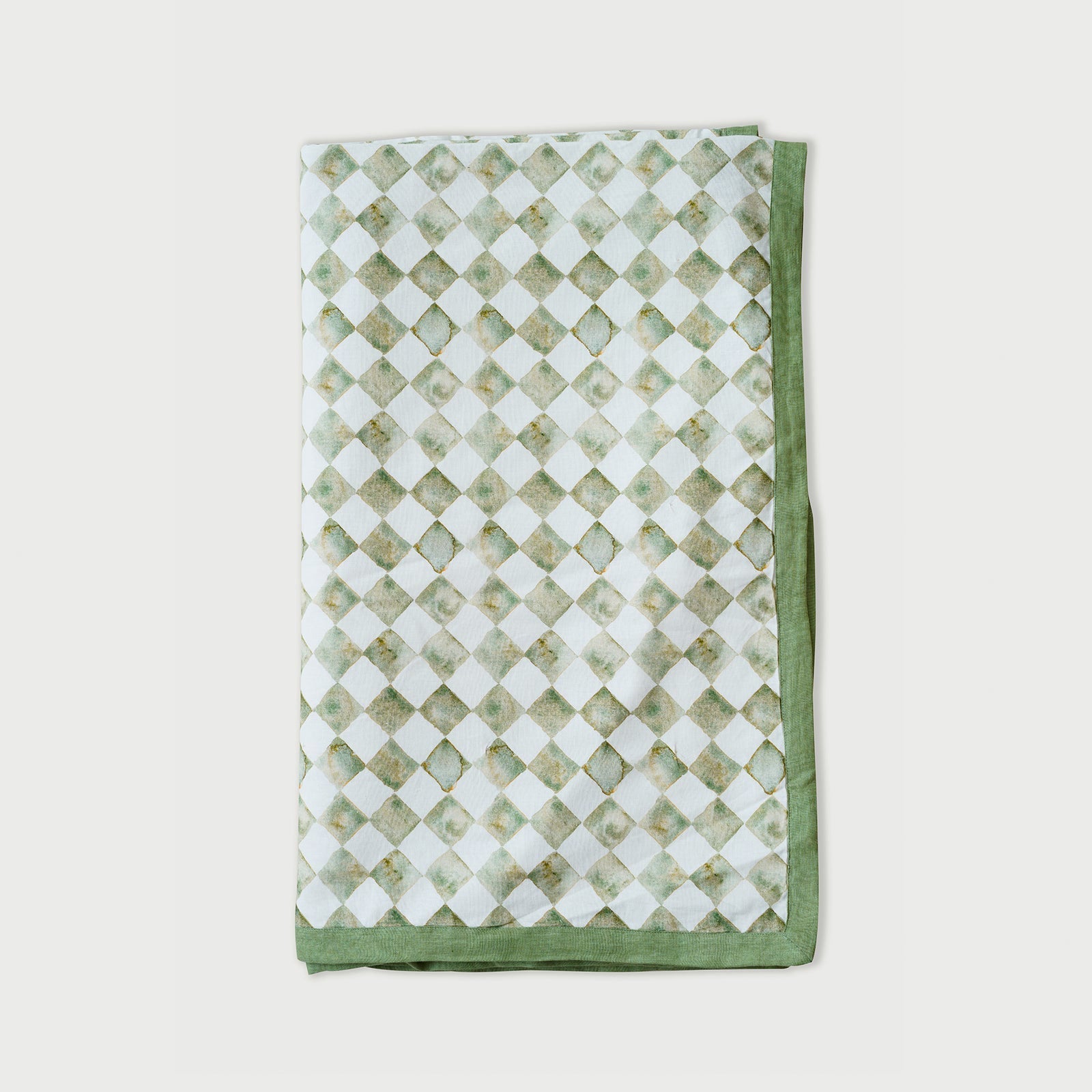 Checker Green Linen Bedspread by Sanctuary Living - Home Artisan