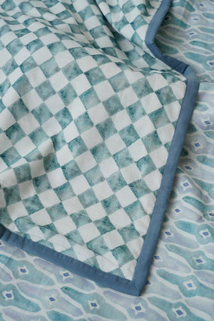 Checker Mosaic Blue Dohar by Sanctuary Living - Home Artisan