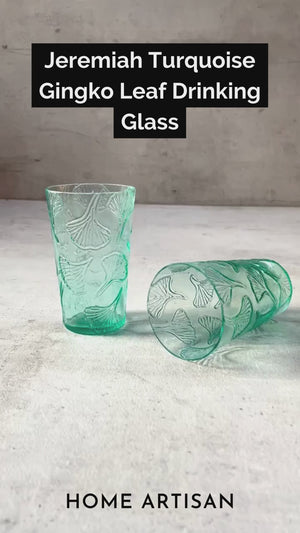 Jeremiah Turquoise Gingko Leaf Drinking Glass (Set of 2)