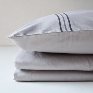 3 Stripes Modern Grey Cotton Sateen Bed Sheet by Veda Homes