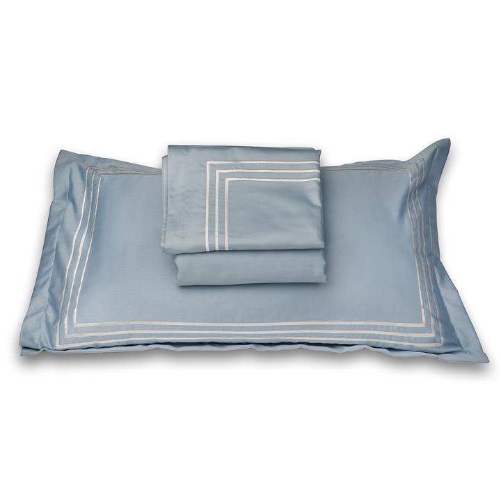 Parallel Powder Blue Cotton Sateen Bed Sheet by Veda Homes - Home Artisan