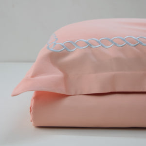 Petals Coral Peach Cotton Sateen Bed Sheet by Veda Homes
