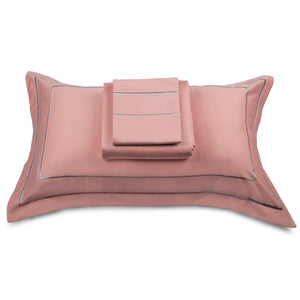 Classic Coral Peach Cotton Sateen Bed Sheet by Veda Homes