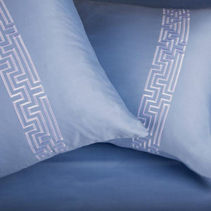 Maze Powder Blue Cotton Sateen Bed Sheet by Veda Homes