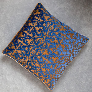 Gul Blue and Gold Embroidered Cushion Cover by Valaya Home for Tapestry - Home Artisan