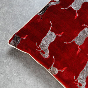 Fiza RR Red and Taupe Embroidered Cushion Cover by Valaya Home for Tapestry