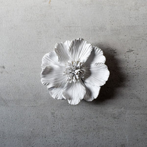 Peony Ceramic Flowers Wall Sculpture (White)