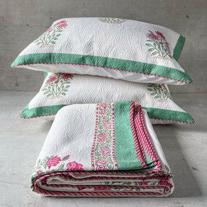 Maira Floral Pattern Hand Block Print Bed Cover