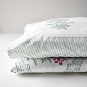 Aaira Floral Mesh Hand Block Print Bed Sheet