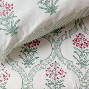 Aaira Floral Mesh Hand Block Print Bed Sheet