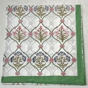 Nafisa Floral Meshwork Hand Block Print Bed Sheet