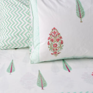 Alina Floral Pattern Hand Block Print Bed Sheet