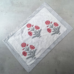 Rose and Palm Hand Block Print Bed Sheet - Home Artisan