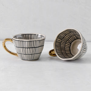 Natalie Meshed Handmade Ceramic Cup with Gold Handle