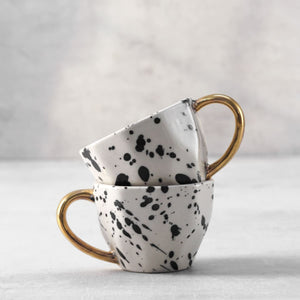 Dalmatian Ceramic Cup with Golden Handle