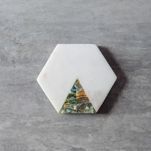 Stefano Marble Coasters with Abalone Shell Inlay (Set of 2)