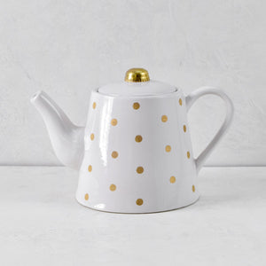 Esmira Golden Polka Dots Ceramic Teapot - Home Artisan
